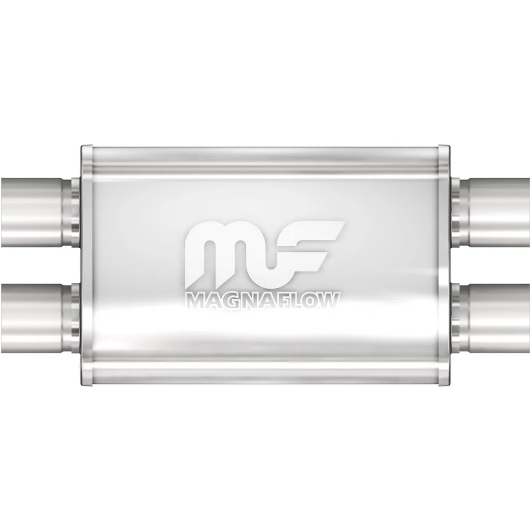 11385 – MAGNAFLOW Exhaust Muffler, 9 Inch Width x 4 Inch Height Oval Stainless Steel Case Dual 2-1/4 Inch Offset Inle...